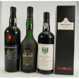A collection of vintage port including Green College Oxford character port,