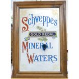 Vintage advertising mirror for Schweppes gold medal mineral waters,