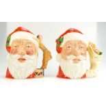 Royal Doulton large character jugs Santa Claus D6690 sack toys handle and Santa Claus D6668 doll