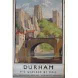 Original Railway Poster - Durham by Harry Tittensor, printed by Waterlow,