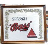 Vintage framed advertising mirror featuring Bass Branding dimensions are 62 x 53cm