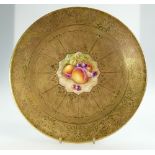 Royal Worcester gilded cabinet plate with hand painted panel by S Dare 23.