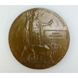 A first world war bronze death plaque for Joseph Wallbanks