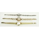 Watches x 3 - 9ct gold cased & R.G.