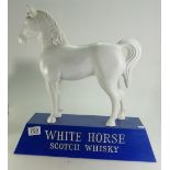 Large White Horse plastic advertising figure on white base, height 45cm.