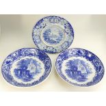 A collection of 19th and 20th Century blue and white items to include unmarked large meat platters,