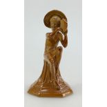 Doulton Stoneware figure of a seated boy on pedestal with tambourine by George Tinworth,