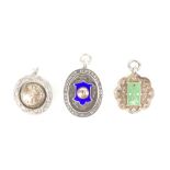 Silver fobs decorated with rose gold and enamel,