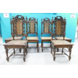 Set of six 19th Century carved oak bergere dining chairs (slight ware to two seats)