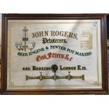 Vintage advertising mirror for John Rogers Pewterers Beer engine and Pewter pot makers,