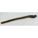 Polynesian ethnic carved wooden axe handle. Axe head not present. 53.