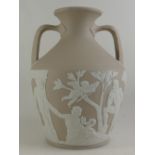 Wedgwood prestige large jasperware Portland vase in white on light brown colourway,