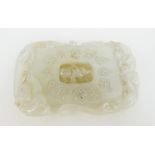 Chinese white jade boy and dragon pendant, length 7.