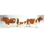 Beswick rare set of matt Red Friesians including bull 1439B, cow 1362B and calf 1249C,