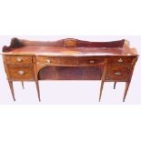 George III large mahogany inlaid sideboard in the Sheraton manner,