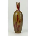 Royal Doulton Flambe trial vase decorated in brown & red high fired glaze,