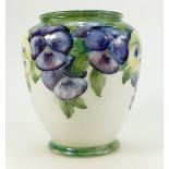 William Moorcroft Macintyre vase decorated in the Pansy design on white ground,