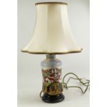 Moorcroft Andalucia table lamp with Moorcroft silk shade, height of base, 23cm high.