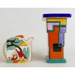 Clarice Cliff Bizarre teapot (boxed) together with Clarice Cliff vase from the 'Art of Bizarre 2000