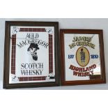 Vintage framed advertising mirrors featuring James McGregor auld MacGregor Scotch Whiskey (2)