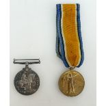 A pair of medals awarded to 204916 Pte A Hayward Lancs reg comprising 1914-1918 medal and Victory