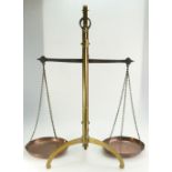 Large pair of brass, cast iron and copper scales (engraved makers name R.