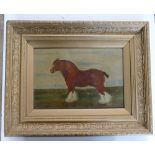 Oil of Shire Horse by Thomas W. Lang (d. 1925) c1880/1900 21.5 x 31.