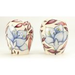 Moorcroft pair of small vases decorated in the Jacobs Ladder design, height 9.