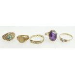 Collection of x 5 - 9ct gold hallmarked rings weight 11.