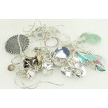 Selection of 12 x sterling silver necklaces 90g inc.