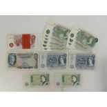 A collection of bank notes including Brittania £5 note, 2 x blue £5 notes, 10 x Brittania 31 notes,