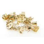9ct gold charm bracelet with 25 charms,