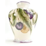 Cobridge Stoneware vase decorated with Cherries signed Nicola Slaney, height 26.
