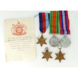 A group of Second World War medals including Victory medal, The Defense Medal, 1939-1945 star,