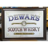 Vintage framed advertising mirror for Dewar's scotch whisky dimension's 93cm x 68cm