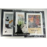 A collection of unmounted Black & White Scotch Whisky advertising prints together with plastic