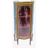 19th Century French walnut vitrine with marble top and decorated with brassware