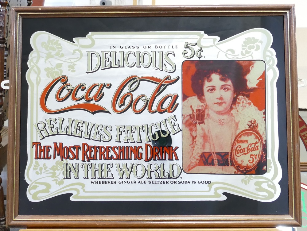Vintage Coca Cola framed advertising mirrors featuring dimensions of largest 65cm x 50cm (2) - Image 2 of 2