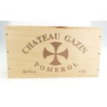 A half case of Chateau Gazin 1998 Pomerol red wine in wood case (6)
