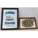 Vintage Anchor Steam Beer and Schooner Steam Beer framed advertising mirrors featuring dimensions