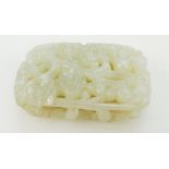 Chinese white jade magpie prunus openwork pendant, length 5.