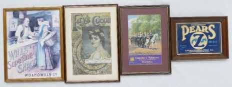 A collection of advertising framed prints to include Wills's Super Fine, Frys Cocoa,