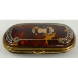 Victorian Abalone purse inlaid with gold and precious stones, 8 x 4.