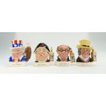 A collection of Royal Doulton intermediate Beam Whisky decanters to include Uncle Sam, Town Crier,