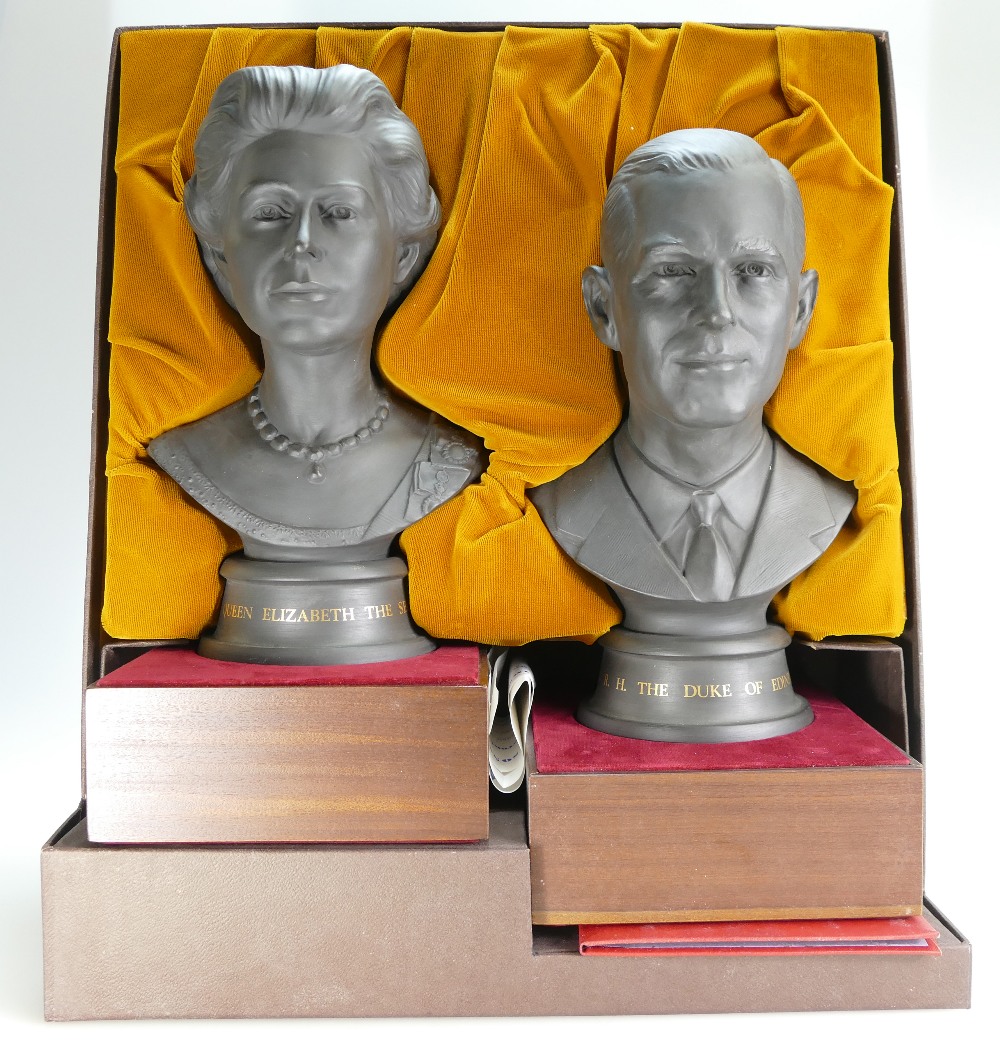 Pair of cased limited edition Royal Doulton black basalt busts of QEII and Prince Philip. - Image 4 of 4