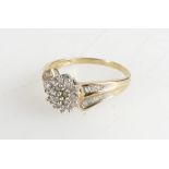 9ct diamond cluster ring with total of 0.50ct diamonds, 3.
