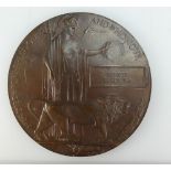A first world war bronze death plaque for Ernest Bradbury