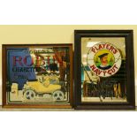 Vintage framed advertising mirrors featuring Players Navy Cut Best Virginia and Ogdens Robin