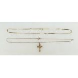 9ct gold crucifix with 2 necklaces,