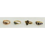 15ct gold & enamel Victorian mourning ring dated 1879, set with seed pearls, some losses to enamel,